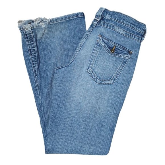 Mossimo Denim Jeans Juniors Size 13 FRAYED Stretch Boot Cut - Picture 7 of 16